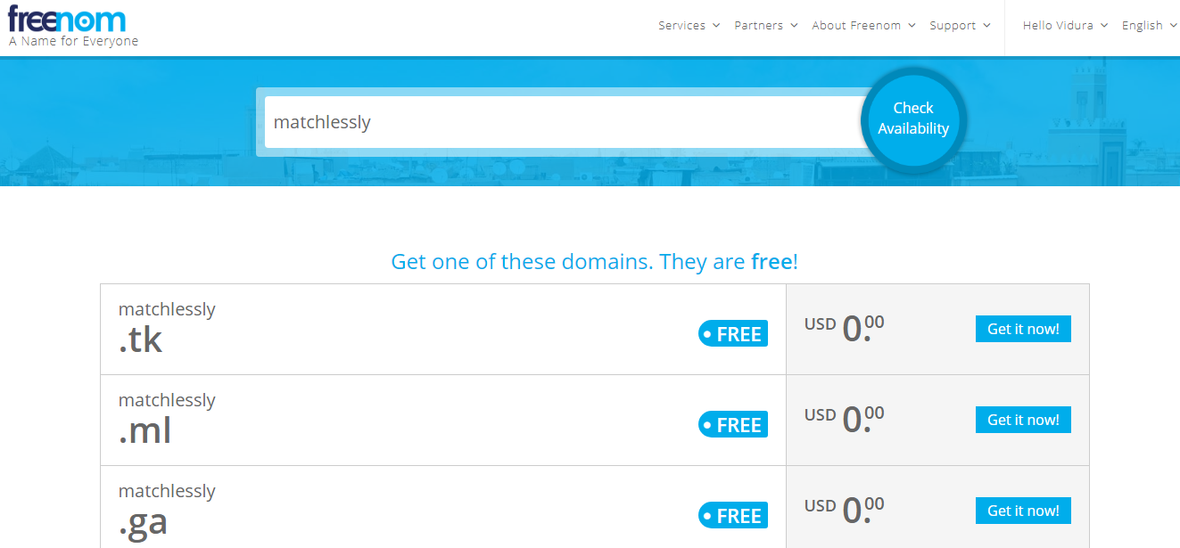 Freenom Domain Search